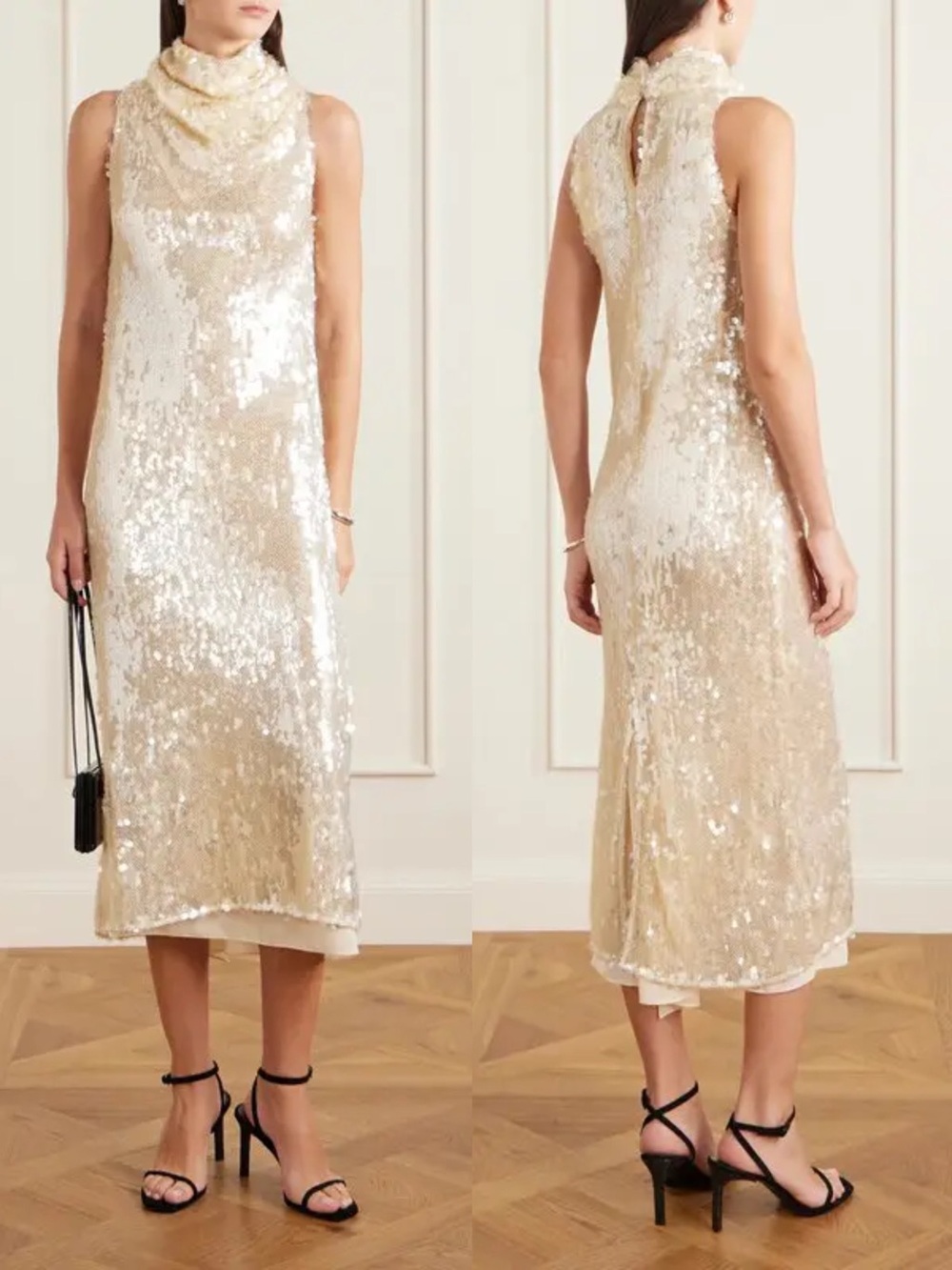 Altuzarra Noor Draped Sequin Chiffon Midi Dress Sample